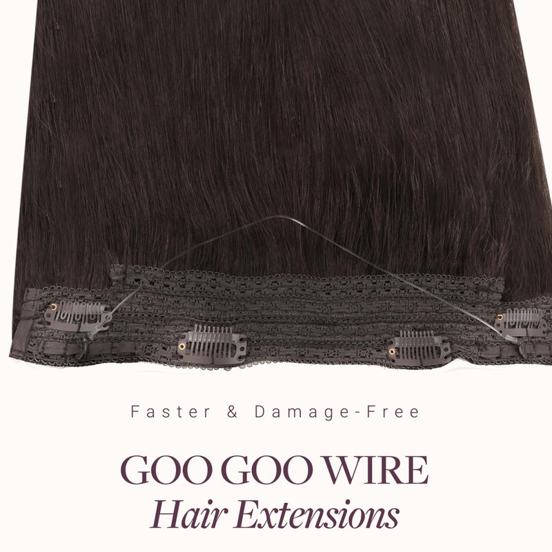 Goo-Goo GOO GOO Wire Hair Extensions Human Hair, 2 Dark Brown Natural 12inch 70g, Invisible Wire Hair Extensions with Transparent, Seamless Fish Line Hairpiece - Image 2